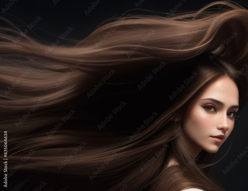portrait of an asian woman with long hair Show off long, healthy hair.generative AI portrait of an asian woman with long hair Show off long, healthy hair.generative AI