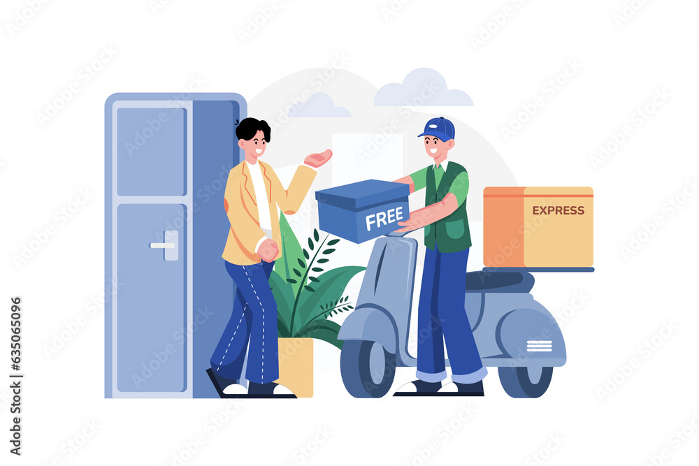 Man getting free product delivery Man getting free product delivery