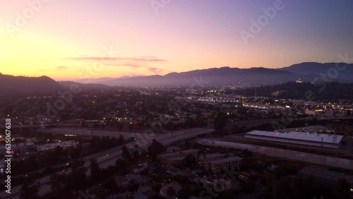 Beautiful view of Santa Monica mountains in Los Angeles at sunset photo