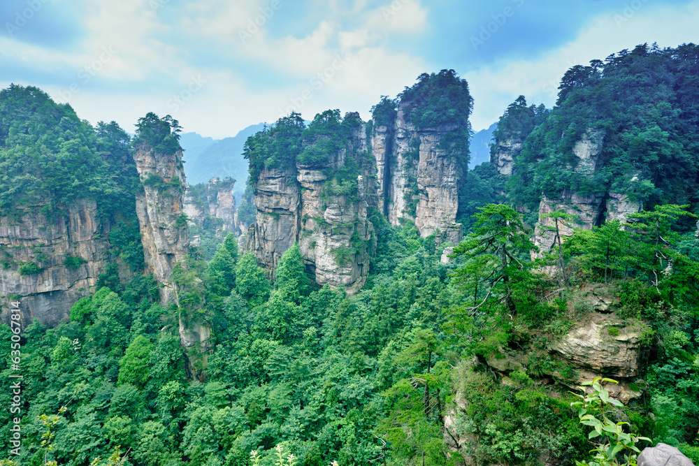 asia, china, forest, green, heritage, hunan, landscape, mountain, natural, nature, outdoor, park, rock, sandstone landform, scenery, scenic, stone, tourism, travel, tree, world natural heritage, zhang