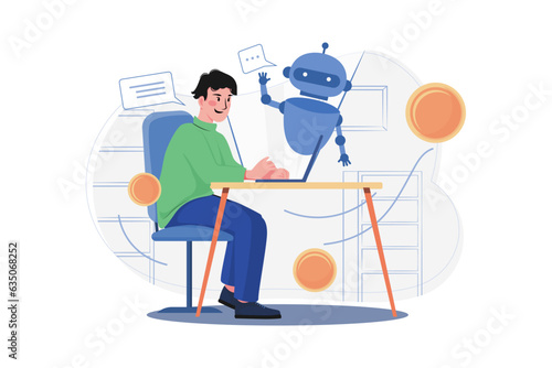 Cryptocurrency Trading Bot Illustration concept on white background