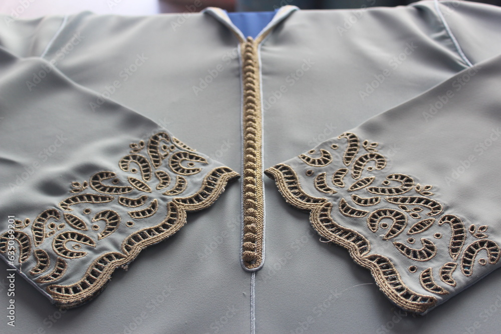 Fototapeta premium Moroccan jellaba Embroidery Details. women clothing.