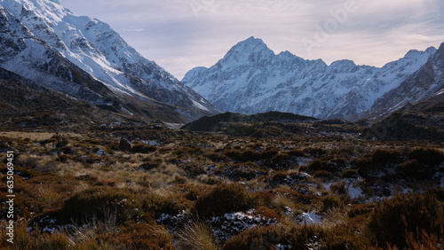 New Zealand mountain landscape in the winter