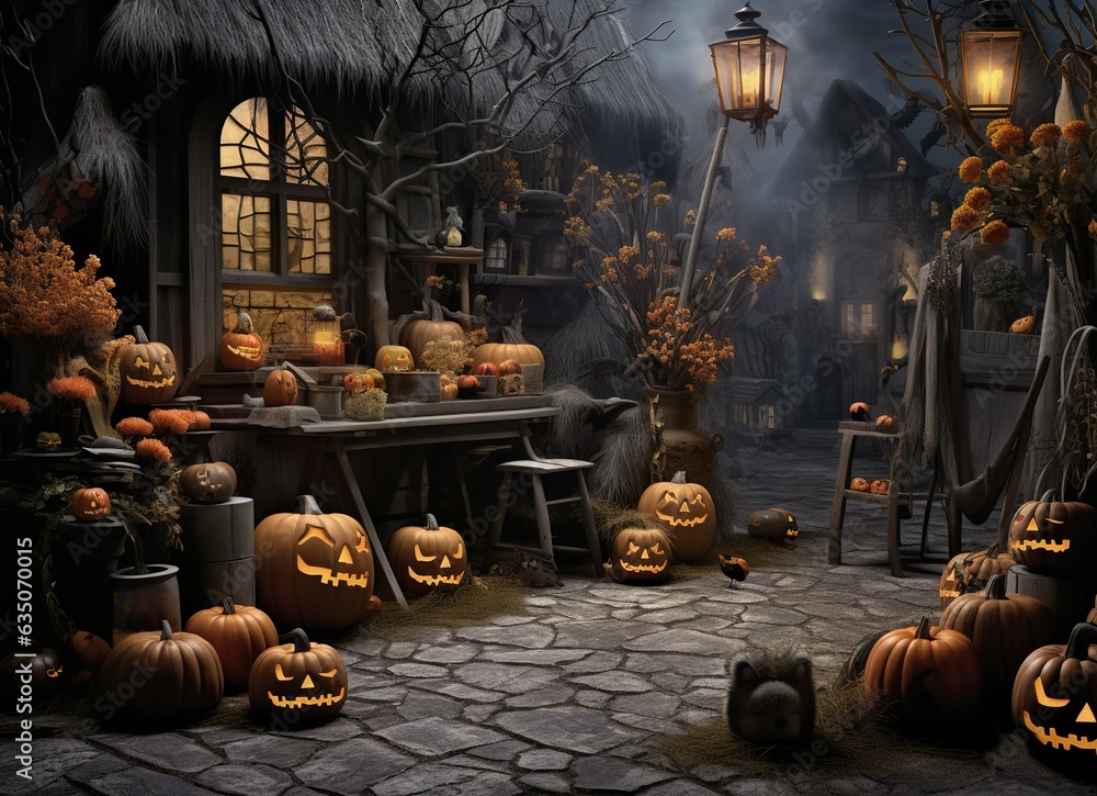 Spooky Halloween Backdrop: A hauntingly atmospheric background that sets the eerie tone for a