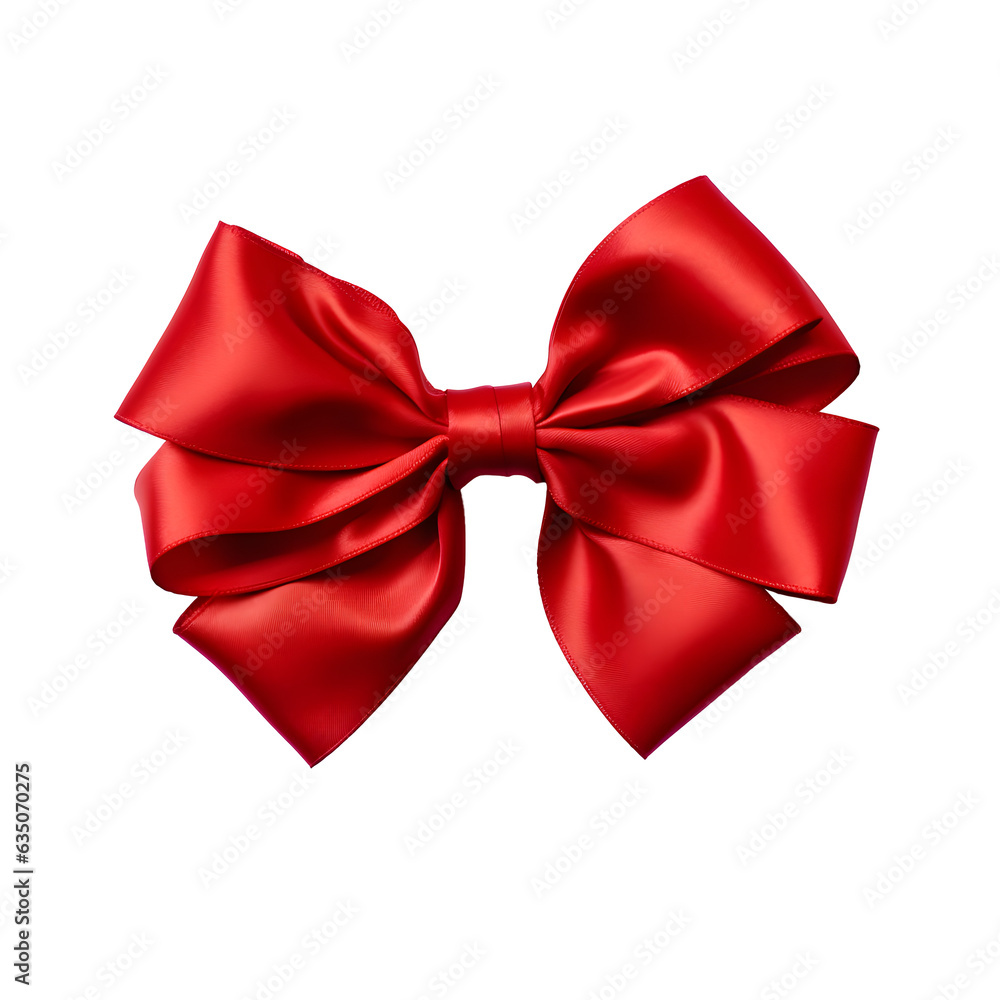 Red bow isolated on transparent or white background, png
