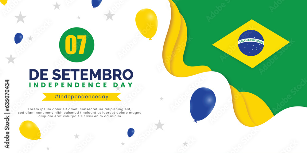 Brazil independence dey de setembro white color background social media poster or banner design vector file