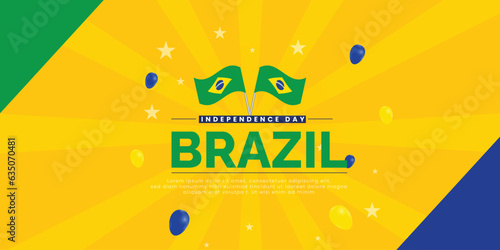 Brazil independence dey de setembro yellow color background social media poster or banner design vector file