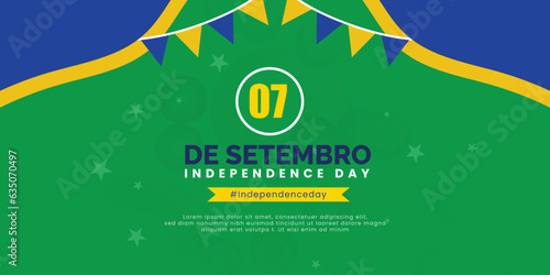 Brazil independence dey de setembro green color background social media poster or banner design vector file