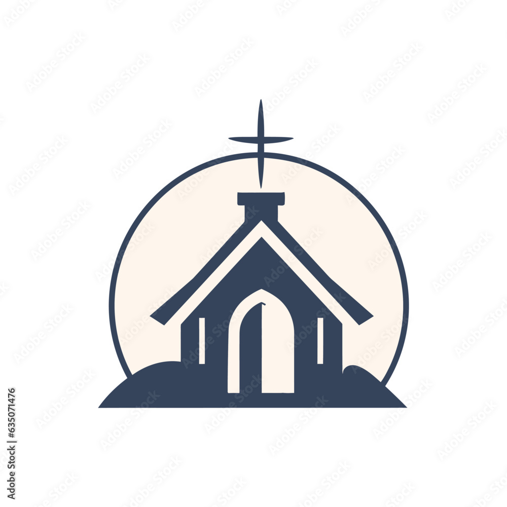 church logo in flat style isolated on white background. Vector illustration