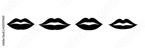 Set of silhouettes of female lips on a white background. Vector illustration