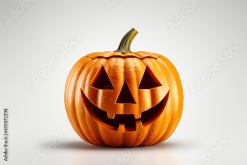 Pumpkin on a light white background. Halloween concept. Background with selective focus and copy space