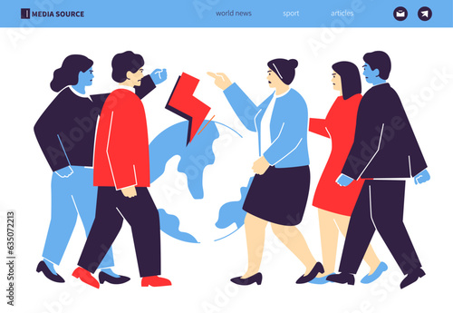 International confrontation - colorful flat design style illustration