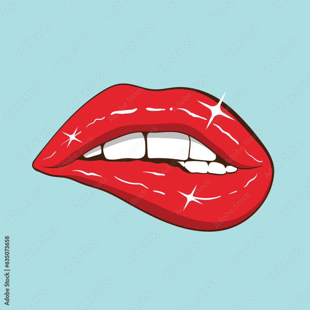 red lip vector illustration, hand drawn red lip vector illustration, hand drawn