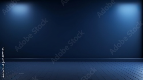 Dark navy blue empty wall  Interior background for presentation  Generative AI