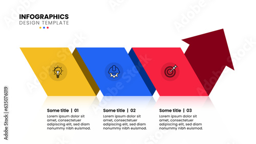 Infographic template. Origami arrow with 3 steps