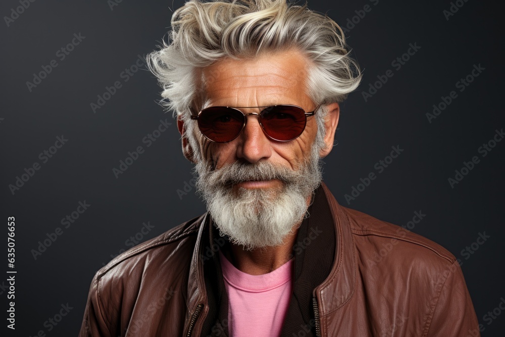 Cool and stylish senior old man with fashionable clothes and glasses. Portrait of happy grandfather. Cool and stylish senior old man with fashionable clothes and glasses. Portrait of happy grandfather.