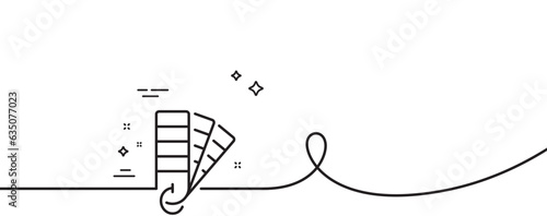 Pantone line icon. Continuous one line with curl. Painter color book sign. Paint swatches symbol. Palette single outline ribbon. Loop curve pattern. Vector