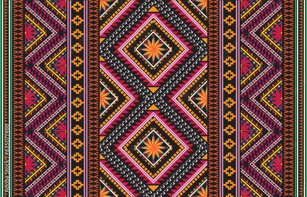 Ethnic-style seamless vector pattern. Tribal motif on a geometric background. Printing ornaments for paper, wallpaper, covers, textiles, fabric, apparel, and other materials