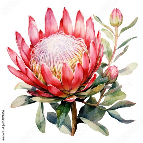 Fototapeta Naklejka Na Ścianę i Meble -  Wedding floral composition, watercolor Australian native flowers arrangement isolated on white .