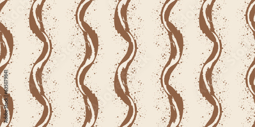 Coffee wavy lines. Vector coffee house pattern for print. Pattern for textile, pillow, cloth, background, packaging, notepad, cup, wallpaper.