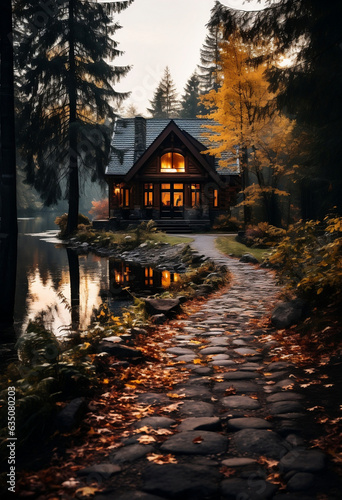 Autumn Serenity, Cozy Cottage Retreat amidst the Fall Forest