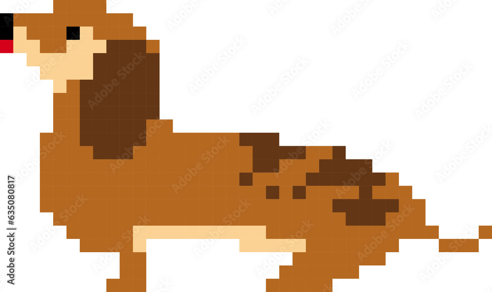 Fototapeta premium Dog cartoon icon in pixel style