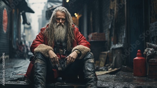 St. Nicholas Day celebrated amidst textured Brutal Grunge surroundings. Gritty contrasts and rugged textures highlight the holiday's authenticity.