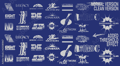 Fake logo collection, film and music production company style logo, classic logos vector
