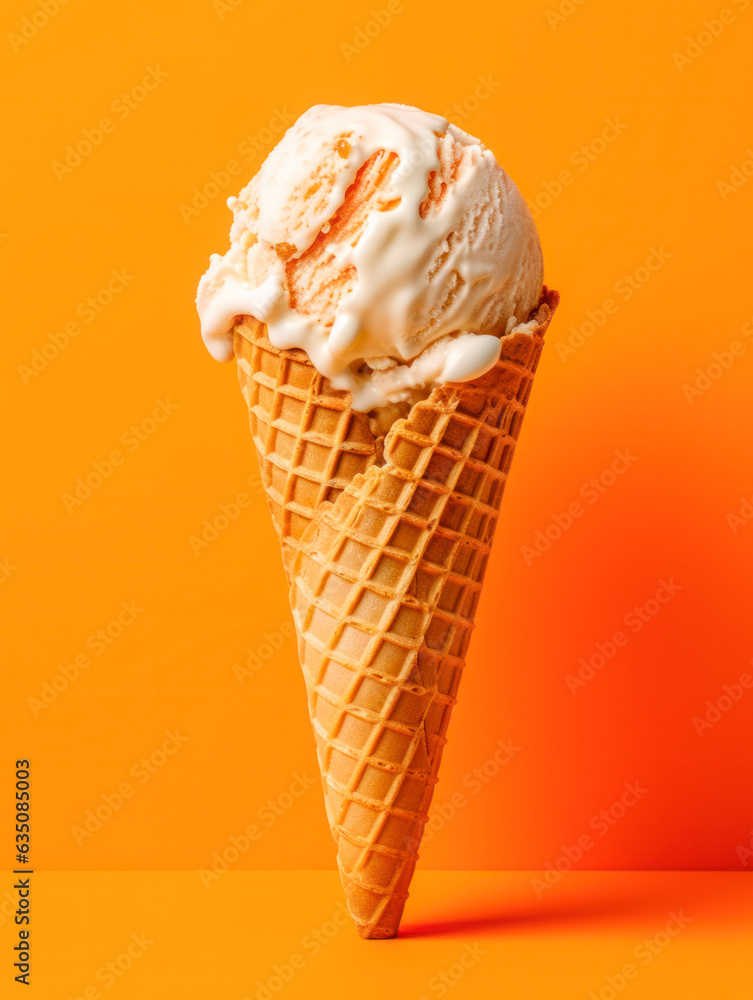 Leckere Eiscreme in einer Waffel, Generative AI Leckere Eiscreme in einer Waffel, Generative AI
