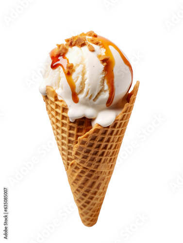 Obraz na płótnie Leckere Eiscreme in einer Waffel, Generative AI w salonie