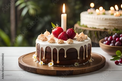 COCOLATECAKE WITH CANDELS AI GENERATED
 photo