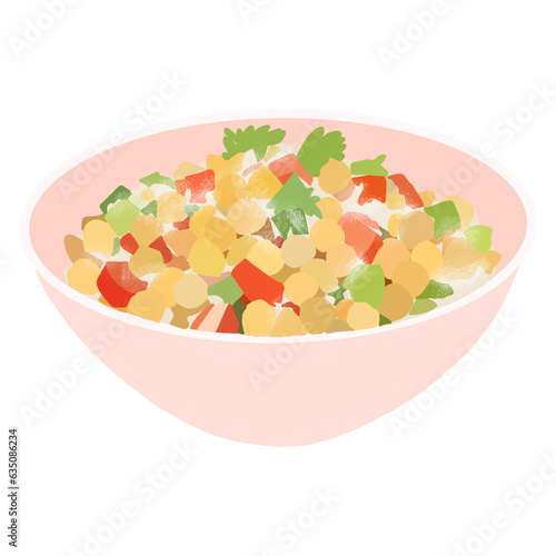 Watercolor illustration of Chickpea Salad in Vegetarian menu