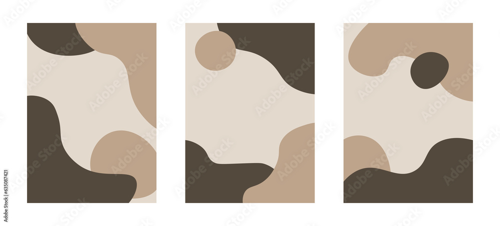 set of abstract colors background vector. backgrounds in minimal trendy style. design for social media, cards, presentations, notebook print. Minimal brown color banner  with shapes
