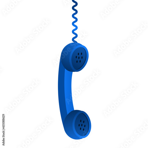 Blue phone hanging from above isolated vector design