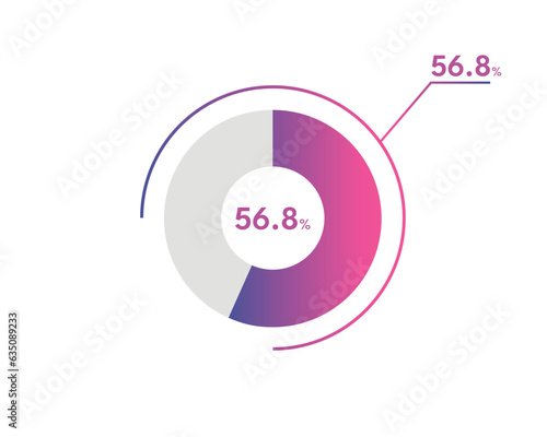 56.8 Percentage circle diagrams Infographics vector, circle diagram business illustration, Designing the 56.8% Segment in the Pie Chart.