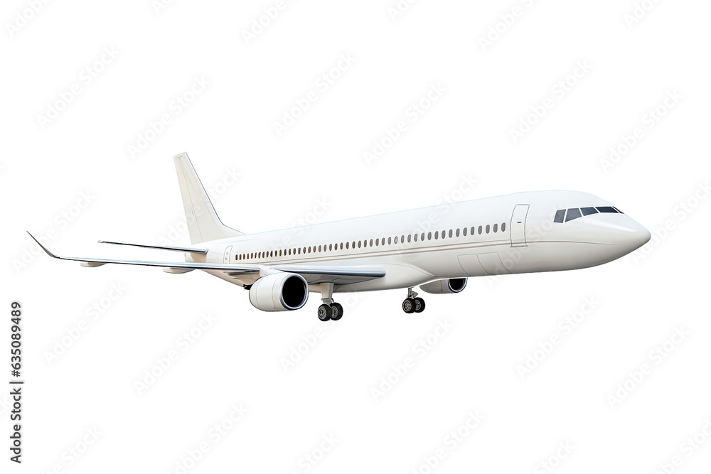 Airplane or aircraft flying in the air isolated on clean png background, business airline flight, aviation concept, with Generative Ai.