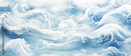 Abstract cartoon waves drawing watercolor.