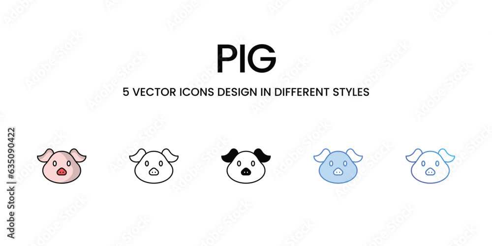 Pig Icon Design in Five style with Editable Stroke. Line, Solid, Flat Line, Duo Tone Color, and Color Gradient Line. Suitable for Web Page, Mobile App, UI, UX and GUI design. Pig Icon Design in Five style with Editable Stroke. Line, Solid, Flat Line, Duo Tone Color, and Color Gradient Line. Suitable for Web Page, Mobile App, UI, UX and GUI design.