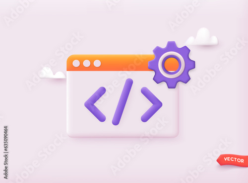 App Development. Smartphone interface building process, mobile app. 3D Web Vector Illustrations.