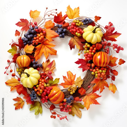 autumn background with leaves and berries