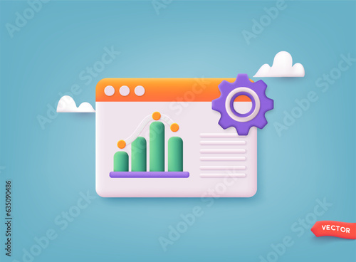 graphWeb Development concept. Website coding, Web page. 3D Web Vector Illustrations.