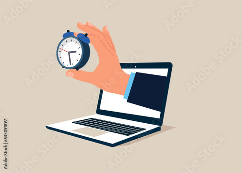 24-7 support service,  working hours. Success long term investment. Open time. Vector illustration