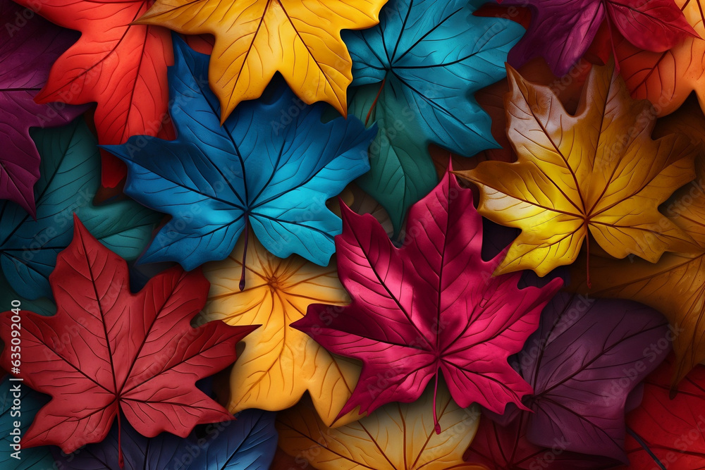 Autumn's Kaleidoscope, A Seamless Texture Pattern of Vibrant Maple Leaves