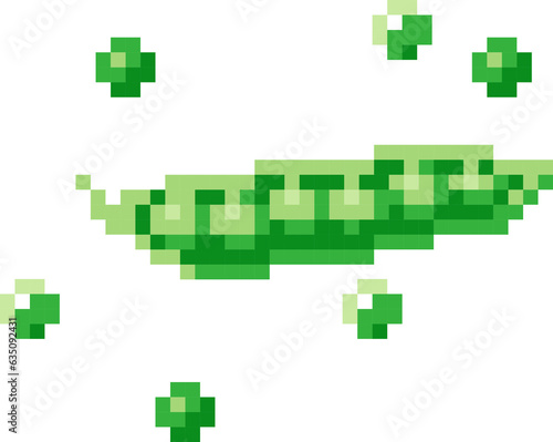 Green peas cartoon icon in pixel style