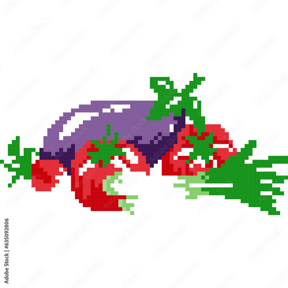 Vegetable cartoon icon in pixel style