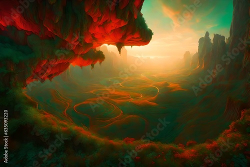 sunset in the forest