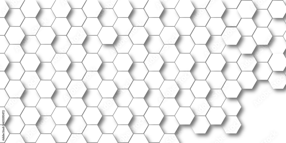 Abstract White Hexagonal Background. Luxury White Pattern. Vector Illustration. 3D Futuristic abstract honeycomb mosaic white background. geometric mesh cell texture.