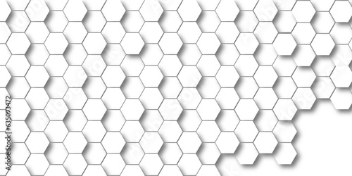 Abstract White Hexagonal Background. Luxury White Pattern. Vector Illustration. 3D Futuristic abstract honeycomb mosaic white background. geometric mesh cell texture. © MdLothfor