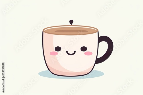 cute kawai coffee mug illustration  cartoon character  icon illustration  made with generative ai technology
