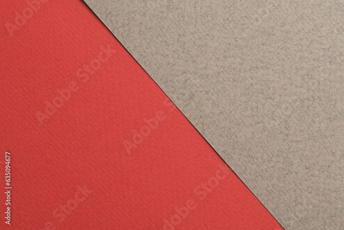 Rough kraft paper background  paper texture gray red colors. Mockup with copy space for text.